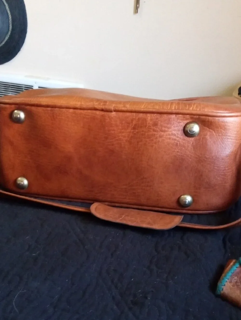 70s Classic Brown Vinyl Carry On Travel Shoulder Laptop Bag